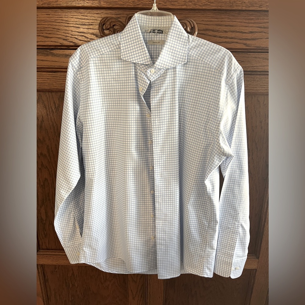 SUITSUPPLY Men Shirt ~ LSlim Light Blue Pure Cotton Formal Button Up Cutaway